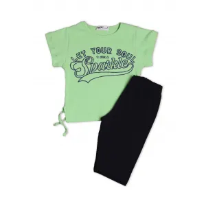 NEK Kids Wear Σύνολο-σετ με κοντομάνικο και κολάν Πράσινο-Μαύρο | Σύνολα - Σετ στο Fatsules