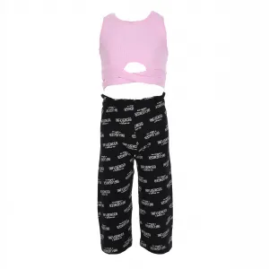 NEK Kids Wear Σύνολο-σετ με αμάνικο Influencer Ροζ-Μαύρο | Σύνολα - Σετ στο Fatsules