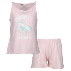 NEK Kids Wear Πιτζάμα με τιραντάκι και σορτσάκι Fantasy is the Power Ροζ | Εσώρουχα - πιτζάμες για κορίτσια στο Fatsules