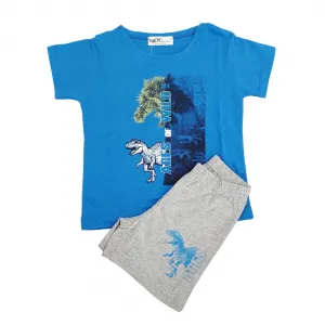 NEK Kids Wear Πιτζάμα κοντομάνικη με σορτς Ages of Wild Μπλε-Γκρι | Εσώρουχα - πυτζάμες για αγόρια στο Fatsules