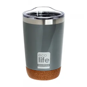 Ανοξείδωτο θερμός Ecolife Light Grey Coffee thermos 370ml με διάφανο καπάκι | ΚΑΛΟΚΑΙΡΙΝΑ στο Fatsules