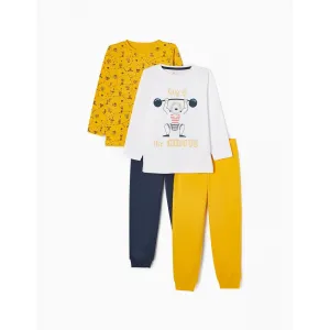 Zippy σετ 2 ζευγάρια πυτζάμες ΄Lion' Λευκό Κίτρινο Μπλε | Εσώρουχα - πυτζάμες για αγόρια στο Fatsules