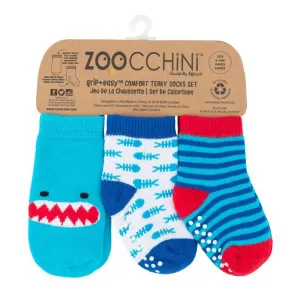 Καλτσάκια Zoocchini Grip + Easy Σέρμαν ο Καρχαρίας 3 τεμ. Μπλε | Εσώρουχα - Κάλτσες- Kαλσόν στο Fatsules