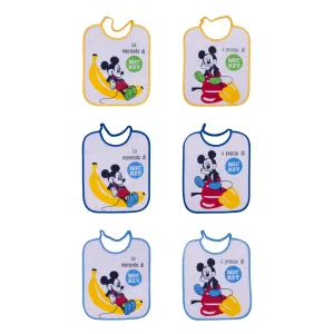 Disney Baby Mickey Mouse Βρεφικές σαλιάρες 6 τεμ. Μπλε-Κίτρινο | Σαλιάρες Φαγητού στο Fatsules
