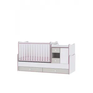 Πολυμορφικό κρεβάτι Lorelli Minimax New - White/Pink Crossline | Πολυμορφικά Κρεβάτια στο Fatsules