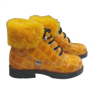 Δερμάτινα κροκό Μποτάκια Μουσταρδί Bebelite | Shoes winter 2022 στο Fatsules