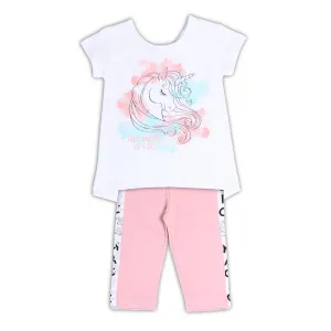 NEK Kids Wear Παιδικό σετ κολάν 3/4 με μπλούζα 'Magic is you' Λευκό Ροζ | Σύνολα - Σετ στο Fatsules