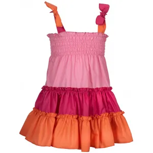 M&B Kid's Fashion Παιδικό Φόρεμα σφηκοφωλιά Ροζ Πορτοκαλί | Φορέματα - Φούστες στο Fatsules