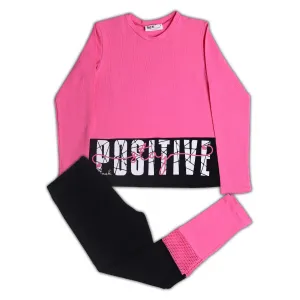 NEK Kids Wear Παιδικό σετ κολάν με μπλούζα 'Positive' Φούξια | Σύνολα - Σετ στο Fatsules