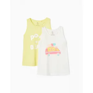 Zippy Παιδικό Σετ 2 μπλουζάκια 'POOL VS BEACH' Λευκό Κίτρινο | Μπλουζάκια στο Fatsules