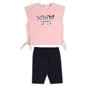 NEK Kids Wear Παιδικό σετ κολάν ποδηλατικό και μπλούζα 'Change' Ροζ Μπλε | Σύνολα - Σετ στο Fatsules