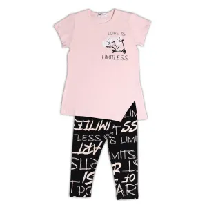 NEK Kids Wear Παιδικό σετ κολάν 3/4 και μπλουζάκι 'Love is Art' Ροζ Μαύρο | Σύνολα - Σετ στο Fatsules