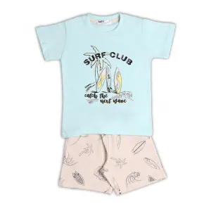 NEK Kids Wear Παιδικό σετ σορτς και μπλουζάκι 'Surf Club' Τιρκουάζ Μπεζ |  Καλοκαιρινά Σύνολα για αγόρι - Σετ Μακό Κοντομάνικα για αγόρι - Σετ Μακό αμάνικα για αγόρι - Σετ μπλούζα και βερμούδα για αγόρι. στο Fatsules