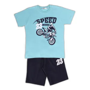 NEK Kids Wear Παιδικό σετ σορτς και μπλουζάκι 'Speed' Πετρόλ Μπλε | Σύνολα - Σετ στο Fatsules