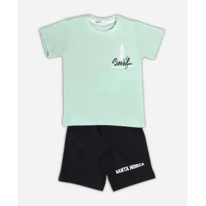 NEK Kids Wear Παιδικό σετ σορτς και μπλουζάκι 'Santa Monica' Φυστικί Μαύρο | Σύνολα - Σετ στο Fatsules