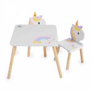 Moni Toys Ξύλινο Τραπέζι και 2 Καρέκλες Μονόκερος | Παιδικά παιχνίδια στο Fatsules