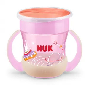 Nuk Mini Magic Cup Night Εκπαιδευτικό Ποτηράκι με Χείλος & Καπάκι 6m+ Ροζ | Θερμός υγρών και παγουρίνα στο Fatsules