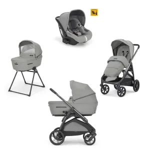 Σύστημα μεταφοράς Aptica Quattro χρώμα Satin Grey με σκελετό Palladio Black και παιδικό κάθισμα αυτοκινήτου DARWIN INFANT | Πολυκαρότσια 3 σε 1 στο Fatsules