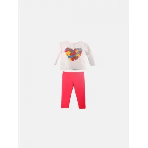 Joyce παιδικό σετ μπλούζα και κολάν 'Hearts' Λευκό κόκκινο | Σύνολα - Σετ στο Fatsules