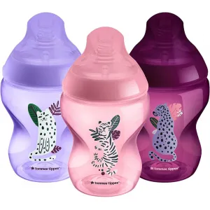 Tommee Tippee Πλαστικό Μπιμπερό με Θηλή Σιλικόνης 260ml Midnight Jungle Pink 3τμχ για 0+ μηνών | Μπιμπερό - Θηλές στο Fatsules