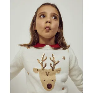 Zippy Christmas πουλόβερ 'Reideer' Εκρού | Μπλουζάκια - Πουλόβερ - Γιλέκα πλεκτά - Πουκάμισα - Τοπ στο Fatsules
