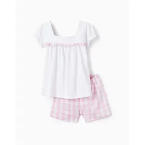 Zippy Σετ παιδικές πιτζάμες καρό Ροζ | Εσώρουχα - πιτζάμες για κορίτσια στο Fatsules