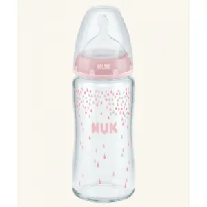 NUK First Choice Plus Μπιμπερό γυάλινο 240ml με θηλή waterdrops | Μπιμπερό - Θηλές στο Fatsules