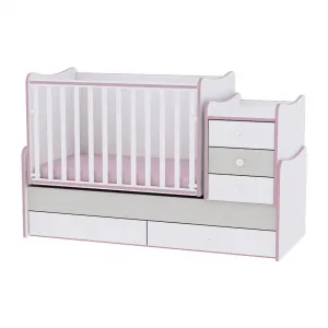 Πολυμορφικό κρεβάτι Lorelli Maxi Plus- White Pink Crossline | Πολυμορφικά Κρεβάτια στο Fatsules