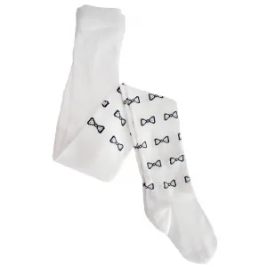 Καλσόν Λευκό με σχέδιο φιογκάκια | Κάλτσες - Καλσόν - κορδέλες - κοκαλάκια - σκούφοι - γάντια στο Fatsules