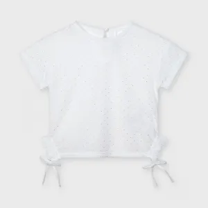 Μπλούζα κοντομάνικη πουά Mayoral - Λευκό | Παιδικά ρούχα στο Fatsules
