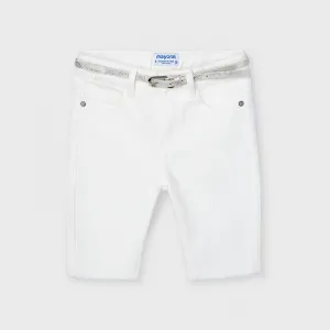Παντελόνι κοντό καπαρτινέ Mayoral - Λευκό | Παιδικά ρούχα στο Fatsules