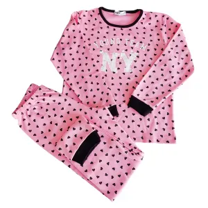 NEK Kids Wear Πιτζάμα μακρυμάνικη με καρδούλες Ροζ | Εσώρουχα - πυτζάμες για κορίτσια στο Fatsules