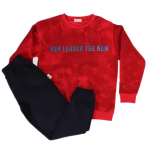 NEK Kids Wear Παιδικό σετ φόρμα φούτερ Leader με χνούδι Κόκκινο | Φόρμες - Φούτερ στο Fatsules