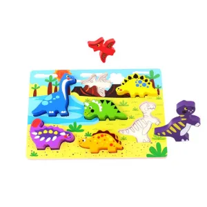 Ξύλινο εκπαιδευτικό παζλ με δεινόσαυρους Cangaroo Tooky Toy Chunky puzzle Dinosaur | Παιδικά παιχνίδια στο Fatsules