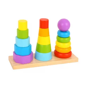 Ξύλινοι πύργοι στοίβαξης γεωμετρικά σχήματα Cangaroo Tooky Toy Shape sorter | Παιδικά παιχνίδια στο Fatsules