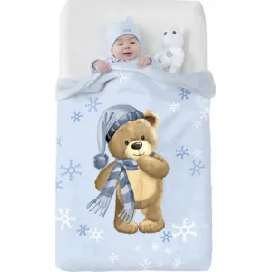Ισπανική βελουτέ κουβέρτα Manterol Baby Vip 110x140cm 525 C08 Blue | Προίκα Μωρού - Λευκά είδη στο Fatsules