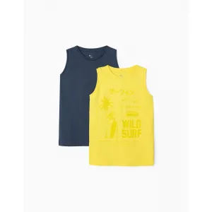 Zippy σετ 2 μπλουζάκια αμάνικα 'Wild Surf' Μπλε Κίτρινο | Μπλουζάκια στο Fatsules