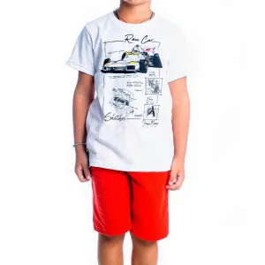 Joyce σετ μπλούζα και σορτς 'Race Car' Κόκκινο | Αγόρι 1-16 ετών στο Fatsules