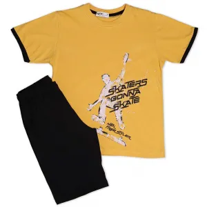 NEK Kids Wear Παιδικό σετ μπλούζα σορτς 'Skaters' Κίτρινο Μαύρο | Σύνολα - Σετ στο Fatsules