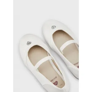 Mayoral Μπαλαρίνες με ασημένια καρδούλα Λευκό | Κορίτσι 1-16 Ετών - Παπούτσια στο Fatsules