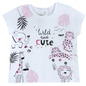 Chicco Βρεφικό κοντομάνικο μπλουζάκι Wild and Cute Λευκό | Βρεφικά Ρούχα - Όλα τα προιόντα στο Fatsules