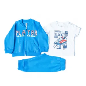 Dreams Σετ 3 τεμ. Παιδική φόρμα Players Skate Μπλε-Λευκό | Βρεφικά Ρούχα - Όλα τα προιόντα στο Fatsules