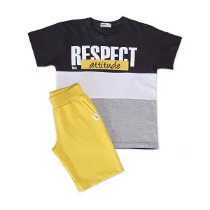 NEK Kids Wear Σύνολο-σετ με βερμούδα Respect Attitude Μαύρο-Μουσταρδί | Σύνολα - Σετ στο Fatsules
