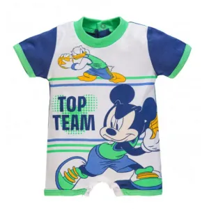 Disney Baby Mickey Mouse Βρεφικό φορμάκι κοντομάνικο Ellepi Λαχανί-Λευκό | Βρεφικά Ρούχα - Όλα τα προιόντα στο Fatsules