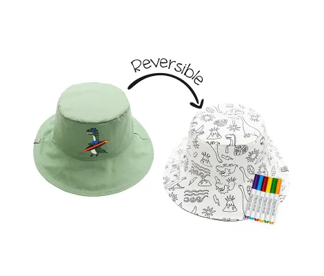 Καπέλο διπλής όψης FlapJackKids DIY Paint UPF50+ Dino | ΚΑΛΟΚΑΙΡΙΝΑ στο Fatsules
