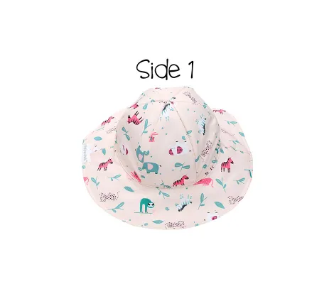 Καπέλο διπλής όψης FlapJackKids UPF 50+ Pink Zoo | ΚΑΛΟΚΑΙΡΙΝΑ στο Fatsules