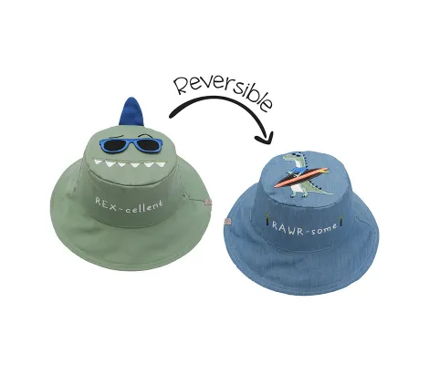 Καπέλο διπλής όψης FlapJackKids UPF 50+ Dino/Surf | ΚΑΛΟΚΑΙΡΙΝΑ στο Fatsules