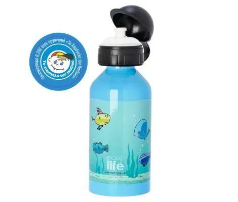Μεταλλικό ανοξείδωτο μπουκάλι Ecolife Fish 500ml για νερό & κρύα ροφήματα | Παγούρια - Θερμός στο Fatsules