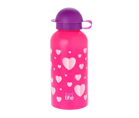 Μεταλλικό ανοξείδωτο μπουκάλι Ecolife Hearts 500ml για νερό & κρύα ροφήματα | Παγούρια - Θερμός στο Fatsules