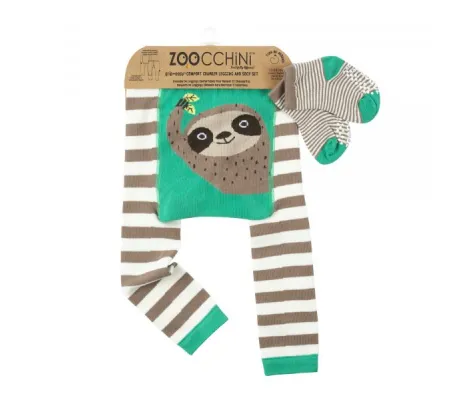 Σετ Zoocchini παντελόνι για μπουσούλημα και σετ καλτσάκια Silas the Sloth | Παντελόνια στο Fatsules